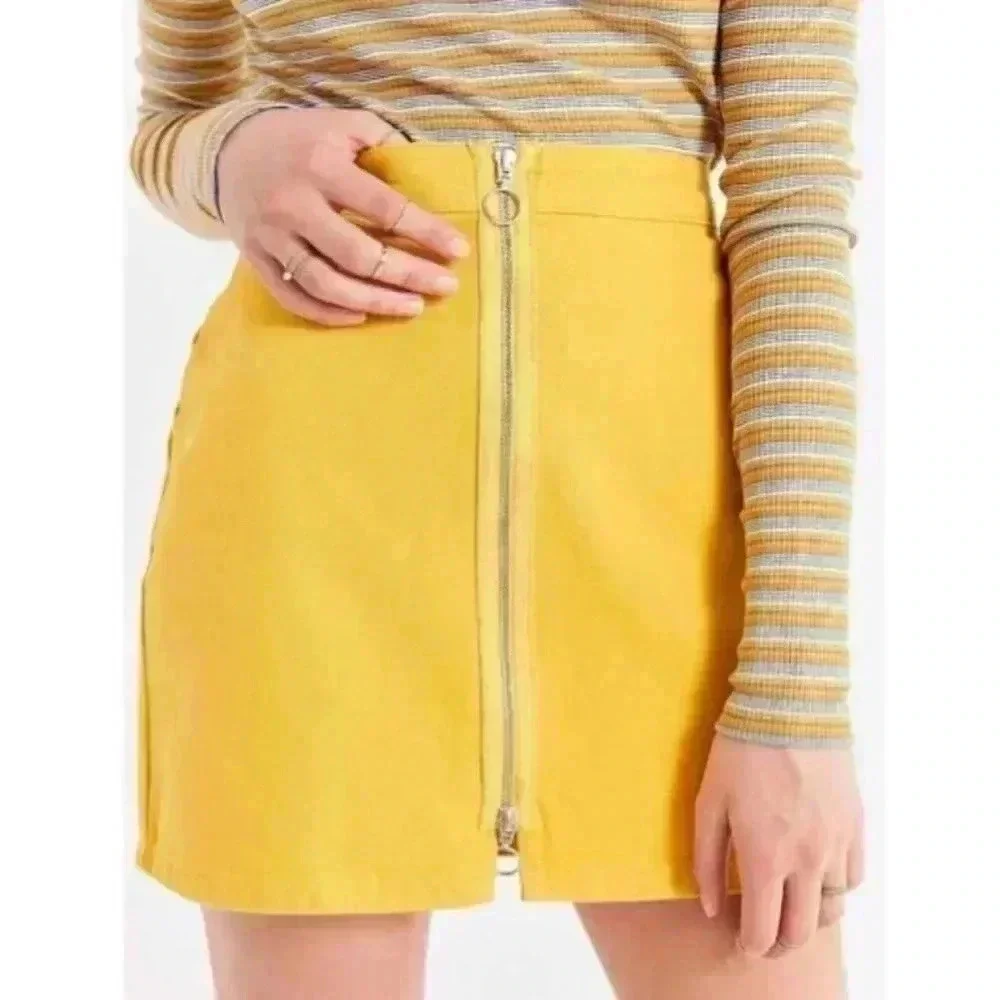 Urban Outfitters Yellow Zip up BDG High Rise Denim Skirt XS - Picture 1 of 5